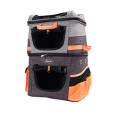 Ibiyaya Double Pet Carrier Backpack Two-Tier-Compartment