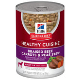 Hill's Science Diet Canned Dog Food Adult Healthy Cuisine Braised Beef, Carrots & Peas Stew - 354g x 12 | petsome Pet Supplies