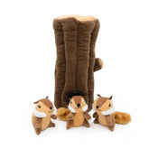 Zippy Paws Dog Toys Plush Burrow - Log with 3 Chipmunks