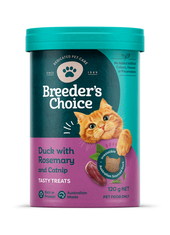 Breeder's Choice Cat Treats Duck with Rosemary & Catnip 120g