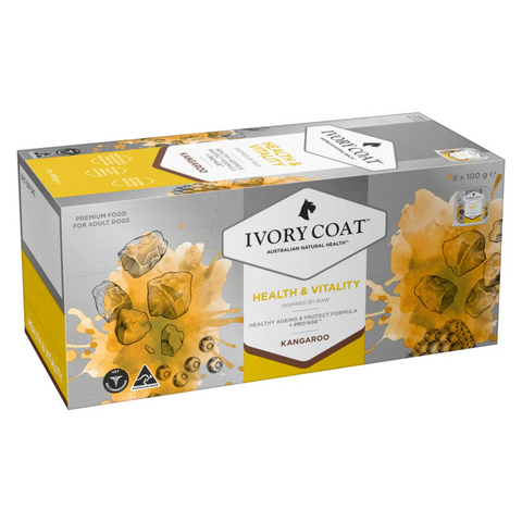 Ivory Coat Inspired By Raw Health & Vitality Kangaroo Wet Dog Food 100g x 9