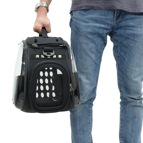Ibiyaya Hard Rock Transparent Portable Cat Carrier Bag Pet Carriers.