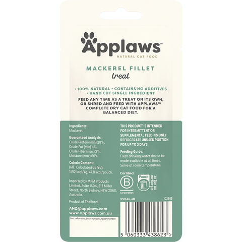 Applaws Wet Cat Whole Mackeral Fillet Treat 30g