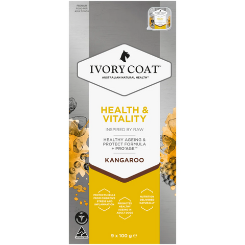 Ivory Coat Inspired By Raw Health & Vitality Kangaroo Wet Dog Food 100g x 9