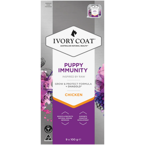 Ivory Coat Inspired By Raw Immunity Chicken Wet Puppy Food 100g x 9