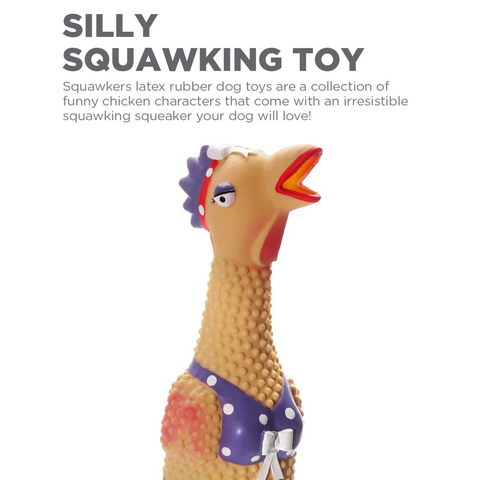 Charming Pet Squawkers Latex Rubber Chicken Interactive Dog Toy