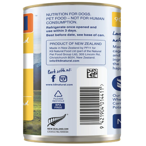 K9 Natural Canned Chicken Feast Wet Dog Food