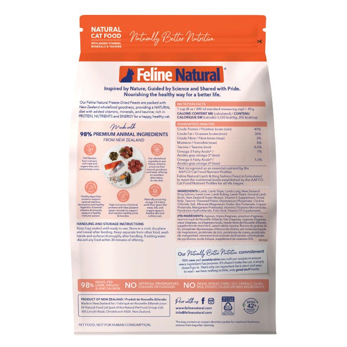 Feline Natural Freeze Dried Lmb & Salmon Adult Cat Food
