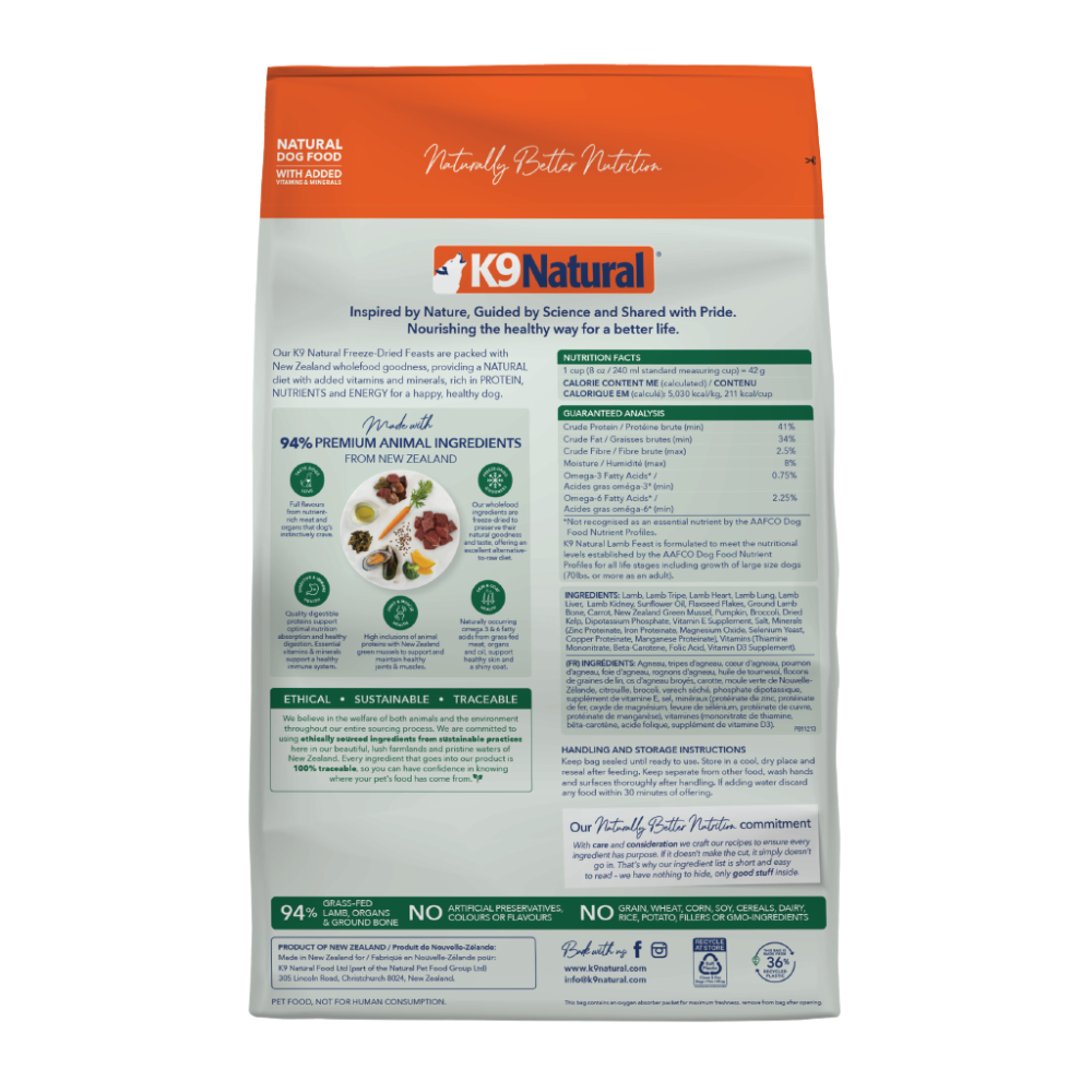 Freeze Dried Raw Lamb Feast All Lifestage Dry Dog Food