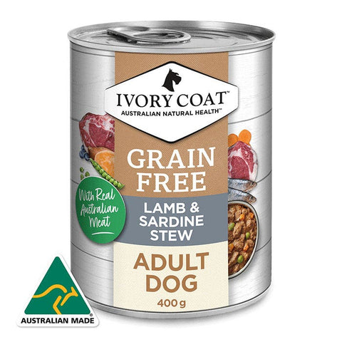 Ivory Coat Grain Free Lamb & Sardine Adult Dog Can 400g x 36