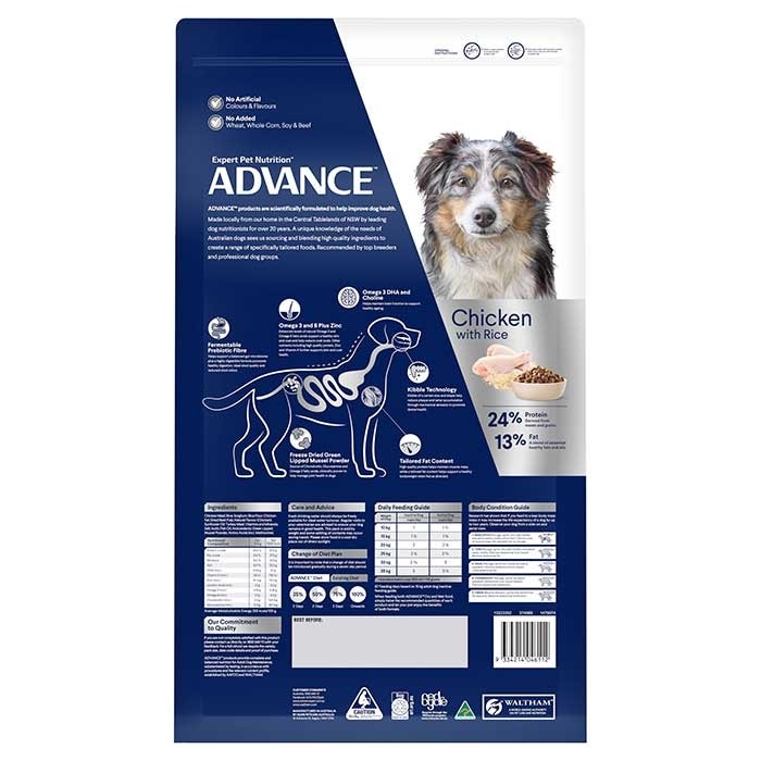 ADVANCE Adult Healthy Ageing Medium Breed Dry Dog Food Chicken with Rice