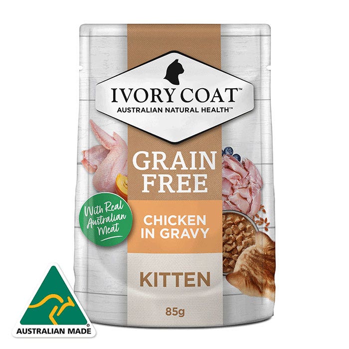 Ivory Coat Grain Free Chicken Gravy Kitten Pouch 85g x 48