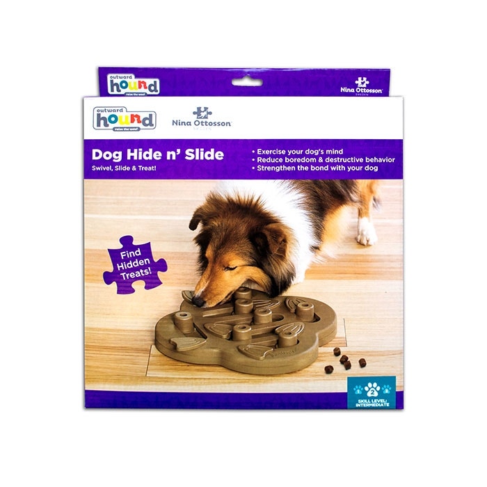 Nina Ottosson Hide & Slide Puzzle Dog Toy Brown