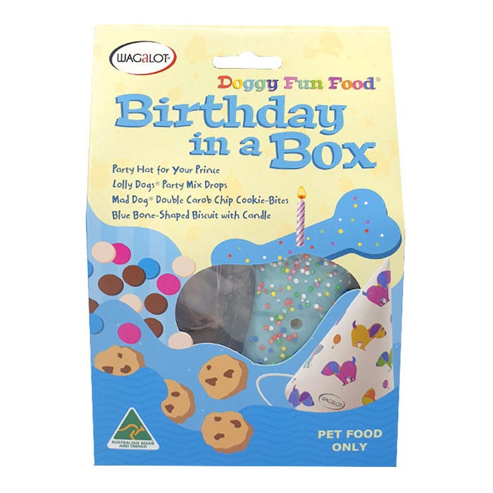 Wagalot Doggy Fun Food Birthday In A Box Dog Treat Blue