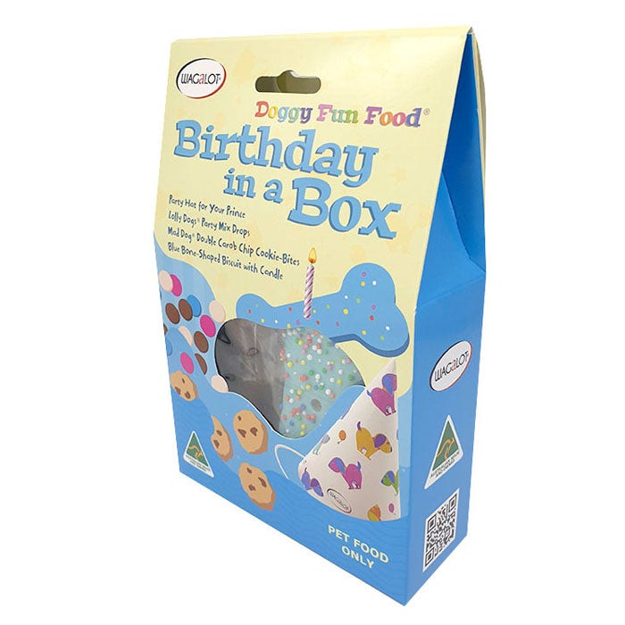 Wagalot Doggy Fun Food Birthday In A Box Dog Treat Blue