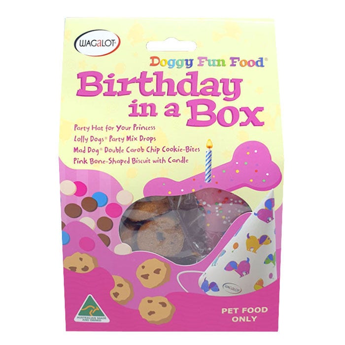 Wagalot Doggy Fun Food Birthday In A Box Dog Treat Pink