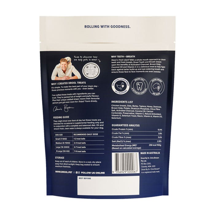 Drool By Dr Chris Brown Teeth and Breath Dog Treat 110g