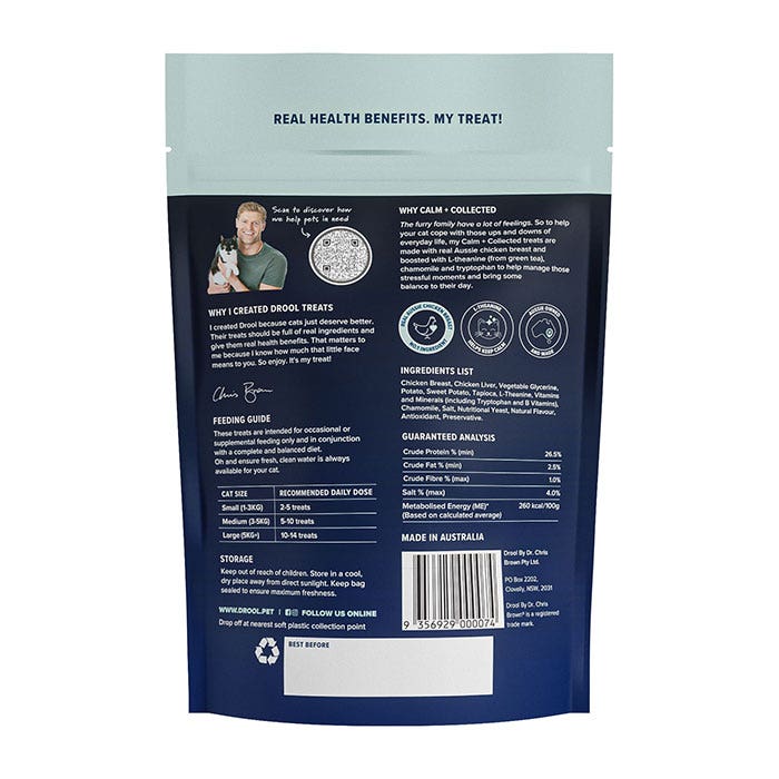 Drool By Dr Chris Brown Calm + Collected Cat Treat 60g