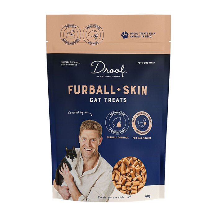 Drool By Dr Chris Brown Furball + Skin Cat Treat 60g