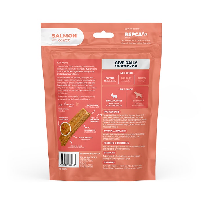 B&B Dental Chew Salmon Puppy Treat S-7PK