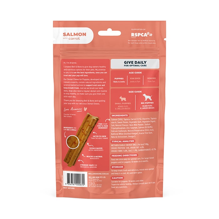 B&B Dental Chew Salmon Puppy Treat Big-7PK