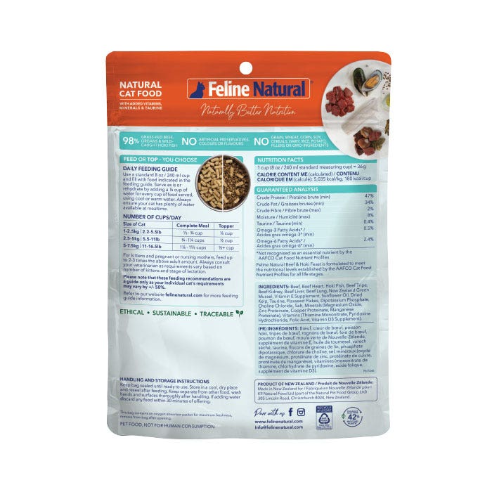 Feline Natural Freeze Dried Beef & Hoki Adult Cat Food