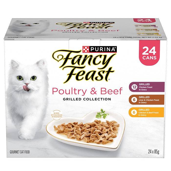 Fancy Feast Variety Pack Grilled Poultry Beef Collection Cat Can 85gx24