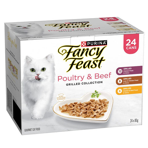 Fancy Feast Variety Pack Grilled Poultry Beef Collection Cat Can 85gx24