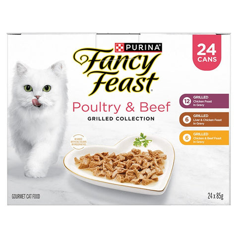 Fancy Feast Variety Pack Grilled Poultry Beef Collection Cat Can 85gx24