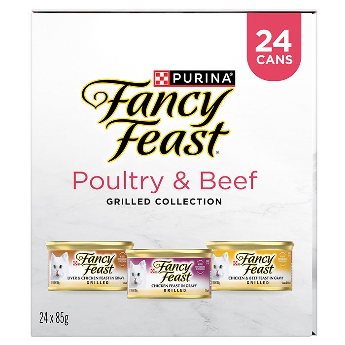 Fancy Feast Variety Pack Grilled Poultry Beef Collection Cat Can 85gx24