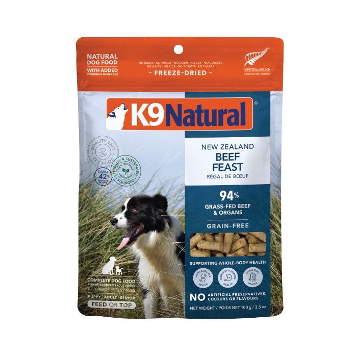 K9 Natural Grain Free Freeze Dried Beef Feast Adult Dog Food 100g