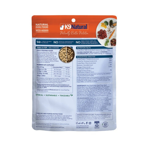 K9 Natural Grain Free Freeze Dried Beef Feast Adult Dog Food 100g