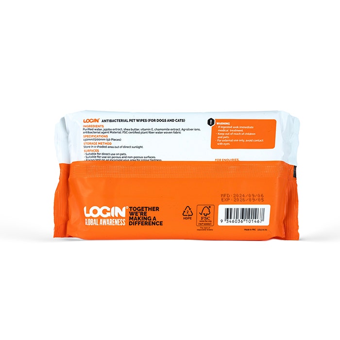 Login Anti-Bacterial Dog Wipes 50PK