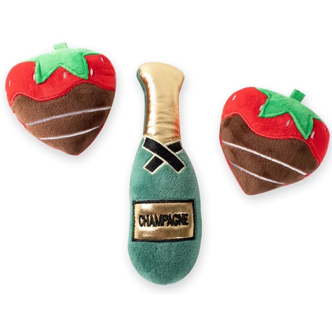 Fringe Studio Dog Toy Set Champagne Strawberry 3 Pieces - Small | petsome Pet Supplies