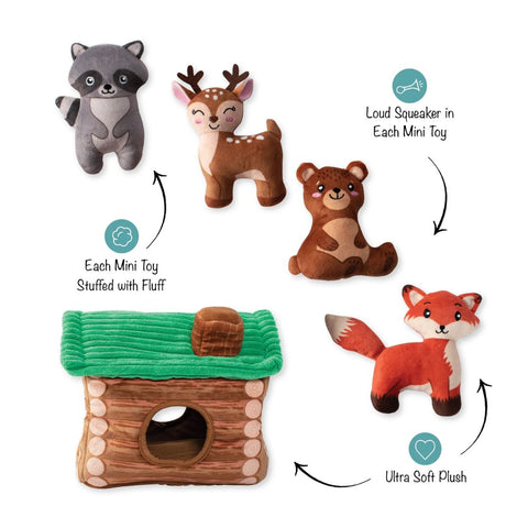 Fringe Studio Plush Burrow Interactive Dog Toy - On Cabin Time