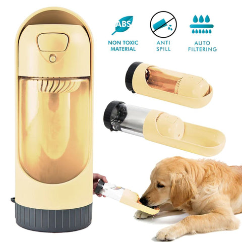 All Fur You Portable Dog Water Bottle 300ml - Yellow | petsome Pet Supplies