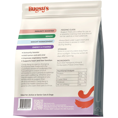 Bugsy's Freeze Dried Kangaroo & Cordyceps Pet Treats