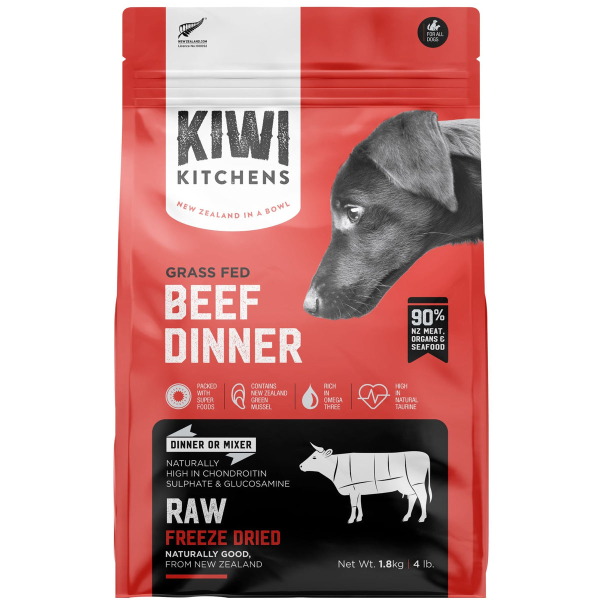 Kiwi Kitchens Freeze-Dried Dog Food Beef Dinner