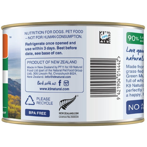 K9 Natural Canned Lamb Feast Wet Dog Food