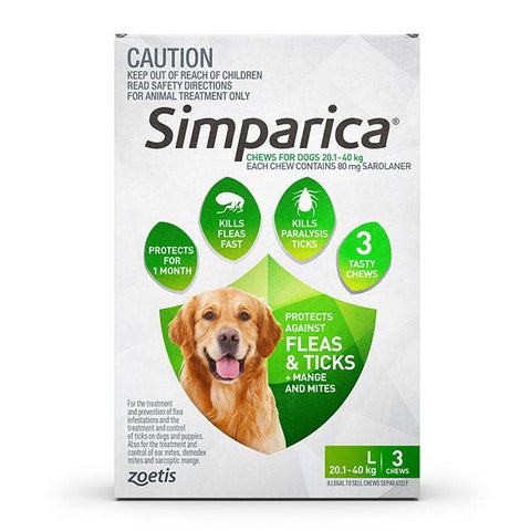 Simparica For Large Dogs 20.1 - 40kg Flea & Tick Chew