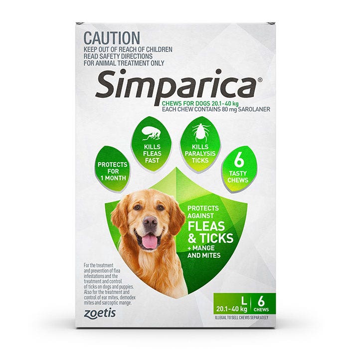 Simparica For Large Dogs 20.1 - 40kg Flea & Tick Chew
