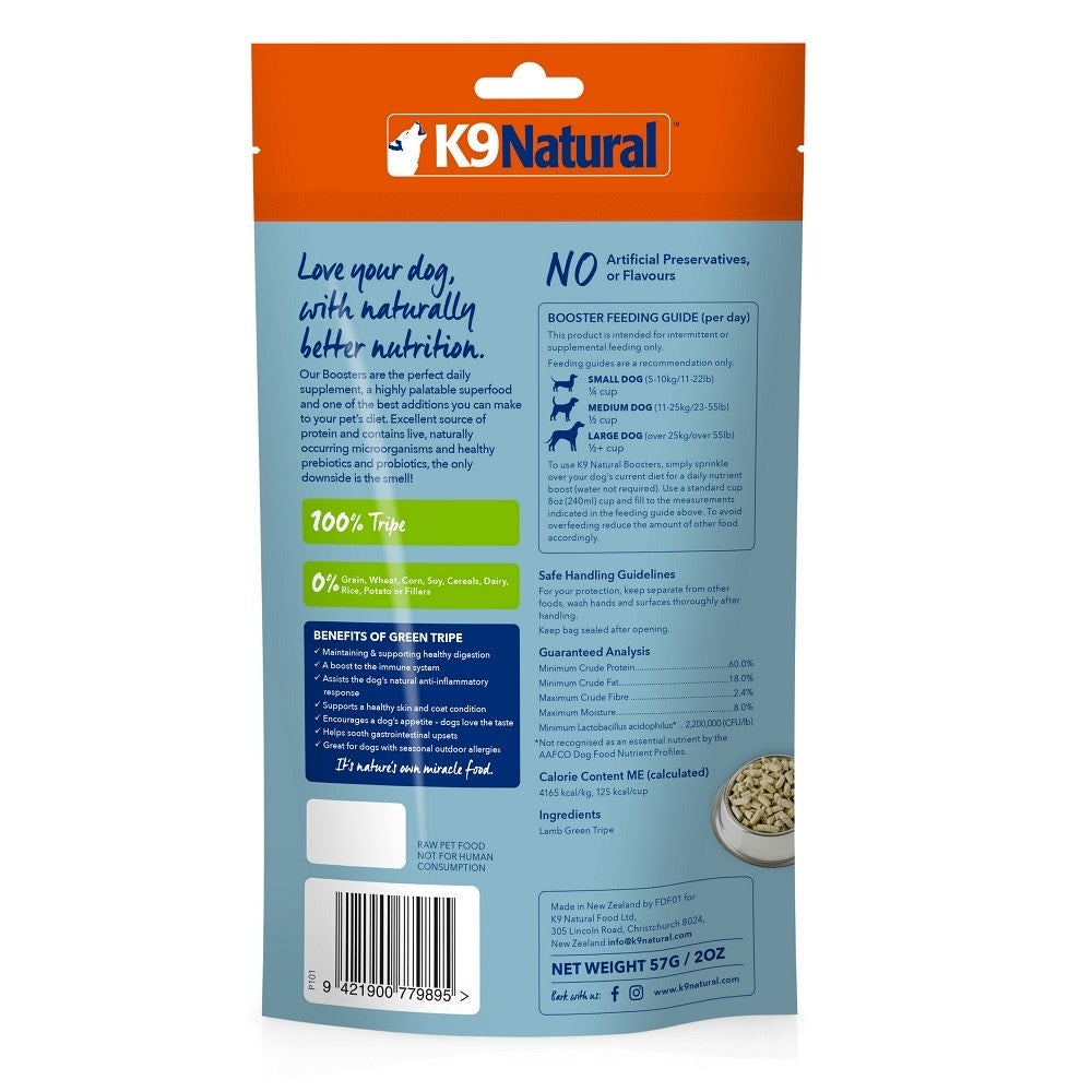 K9 Natural Freeze Dried Lamb Green Tripe Boost Adult Dog Food 57g