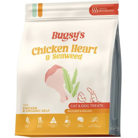 Bugsy's Chicken Heart & Seaweed Pet Treats