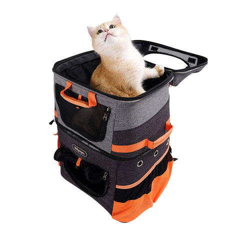 Ibiyaya Double Pet Carrier Backpack Two-Tier-Compartment