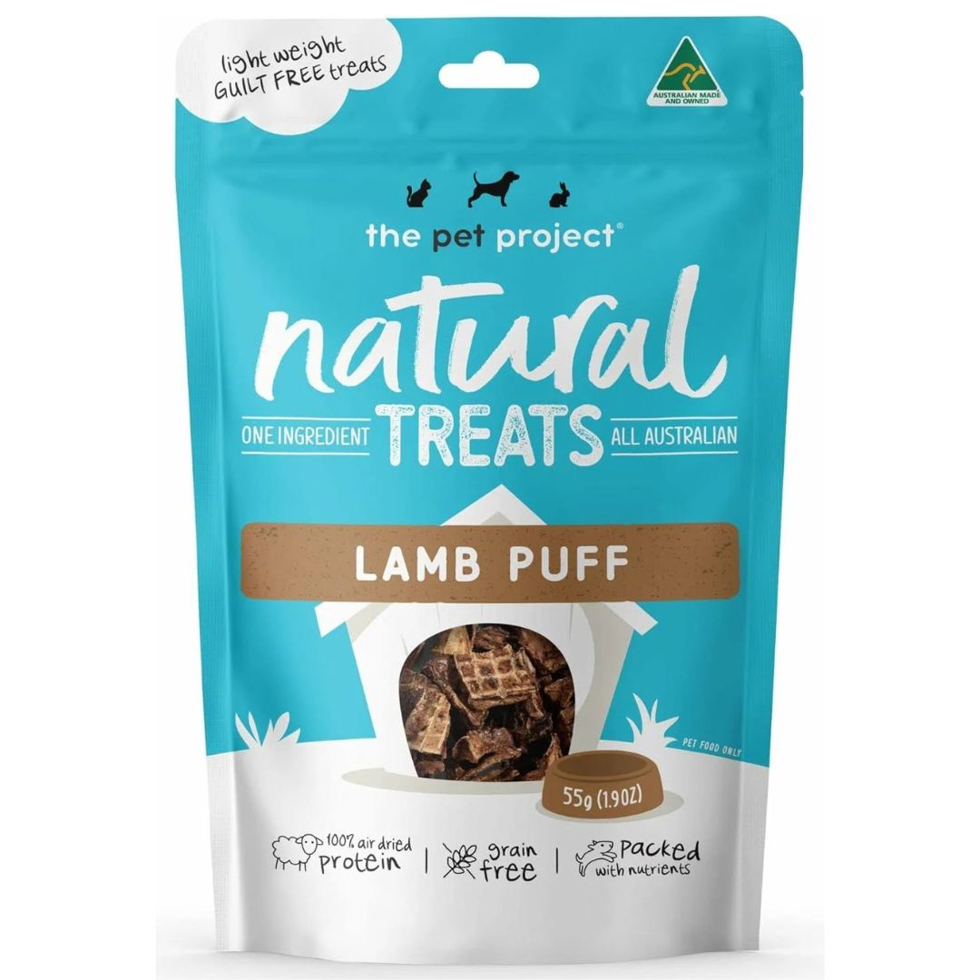 The Pet Project Natural Dog Treats Lamb Puffs 55g | petsome Pet Supplies