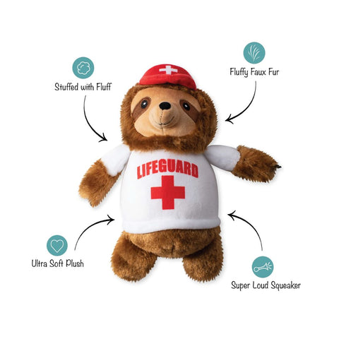 Fringe Studio Plush Squeaker Dog Toy - Into The Swim Of Things Sloth