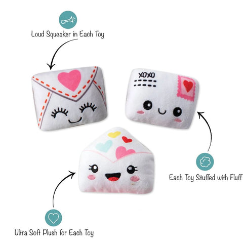 Fringe Studio Plush Squeaker Dog Toy - Sealed With A Kiss 3 Mini Toys