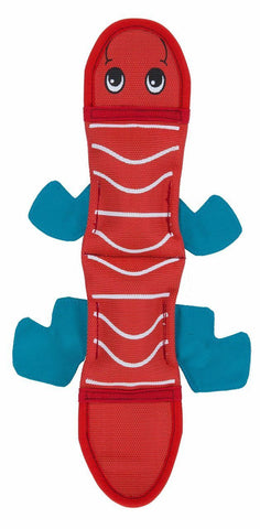 Outward Hound Fire Biterz Lizard Dog Toy - 2 Squeaker - Red | petsome Pet Supplies