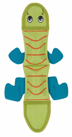 Outward Hound Fire Biterz Lizard Dog Toy - 2 Squeaker - Green | petsome Pet Supplies
