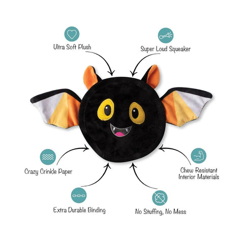 Fringe Studio Halloween Plush Squeaker Dog Toy - Bat's The Way It Is